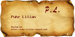 Puhr Lilian névjegykártya